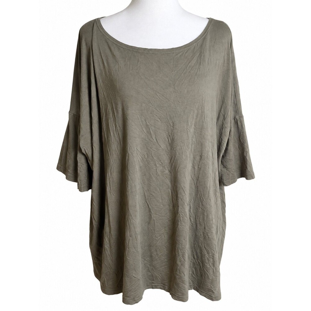 Olive Green Oversized Tunic Top Soft Bamboo Lagenlook Boho XL